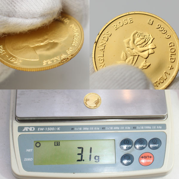希少 レア 1997年 ダイアナ妃追悼 金貨 K24 999.9 コイン 1/10oz 3.1g3