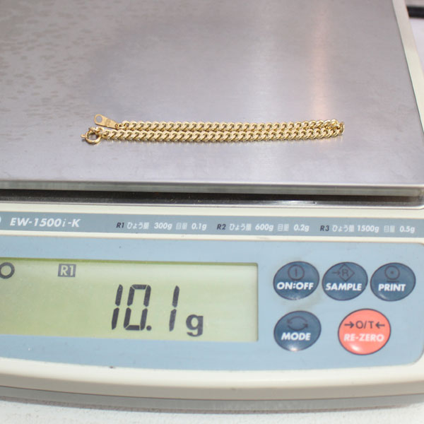 極美品 18金 刻印あり 9.2g 幅4mm 長さ18cm 2面ダブルカット喜平ブレスレット No73
