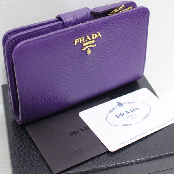 極美品 PRADA プラダ ラウンドファスナー財布 1M1225 サフィアーノ 紫 | ブランド・バッグ財布（中古品）ヴィトン通販｜ブランドのくら