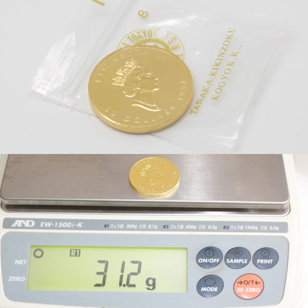 1994年 31.2g カナダ王室造幣局発行 24金 メイプル金貨 純金 1 OZ 9999 K243