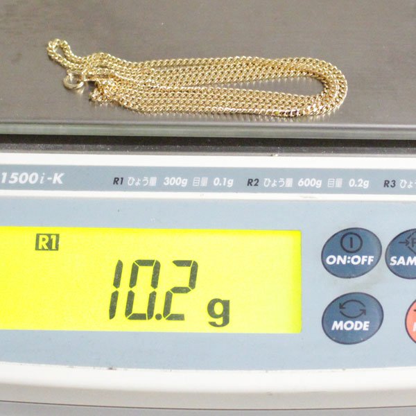 美品 18金 10.2g 幅2mm 全長60cm 2面カット喜平ネックレス K18YG No183