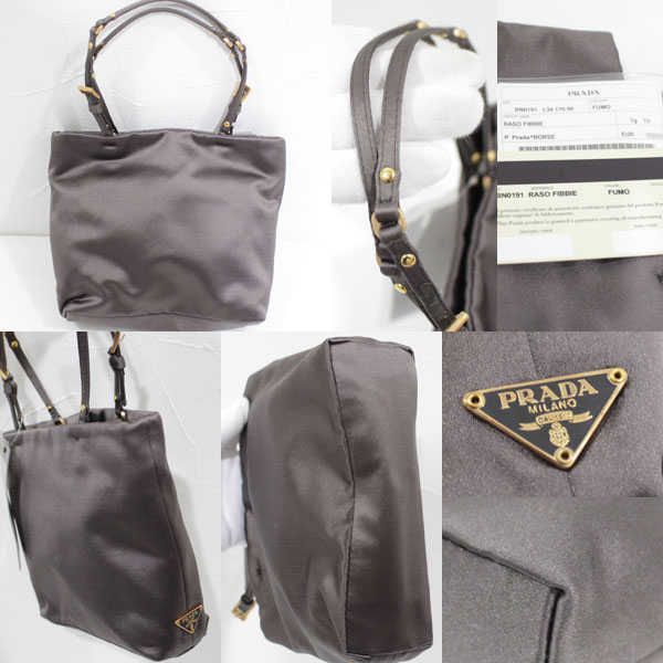 プラダ PRADA RASO FIBBIE BN0191 シルクサテン ハンドバッグ ブロンズ2