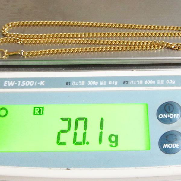 18金 20.1g 幅3mm 全長51m 2面カット喜平ネックレス K18YG No193