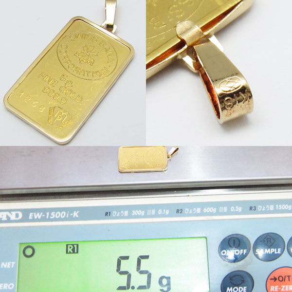 K24/K18 純金5g 18金0.5g インゴット ネックレストップ FINEGOLD プレート3