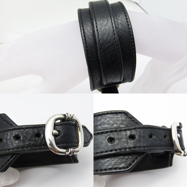 美品 インボイス原本付 クロムハーツ ロックンロール レザー ブレス R&R TINY BUCKLE3
