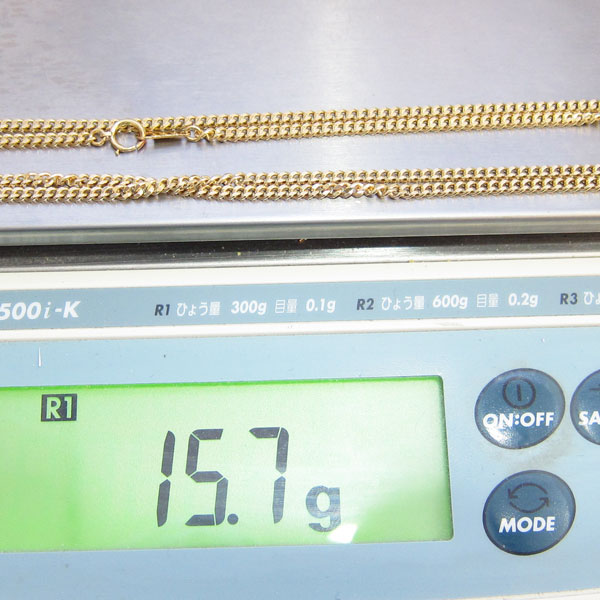 18金 K18 15.7g 幅3mm 60cm 2面カット喜平ネックレス イエローゴールド No13