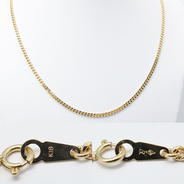 美品 18金 K18 20.2g 幅2.5mm 長さ50cm 2面カット喜平ネックレス No93