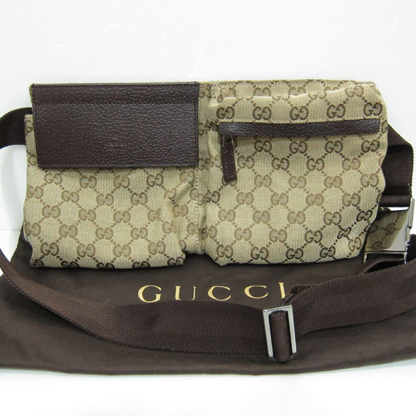 美品 GUCCI グッチ GG柄 ボディバッグ ウエストポーチ ベージュ 285661