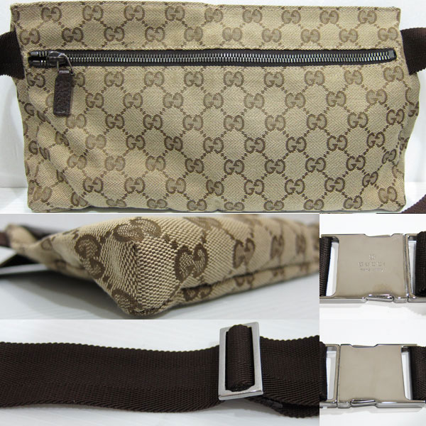 美品 GUCCI グッチ GG柄 ボディバッグ ウエストポーチ ベージュ 285662
