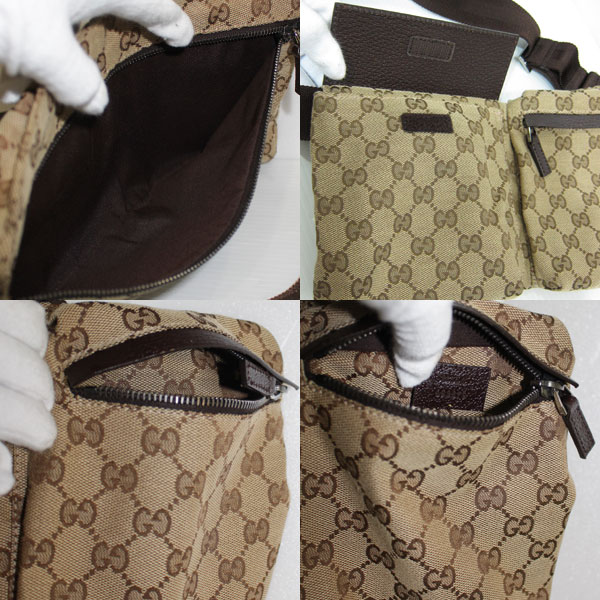 美品 GUCCI グッチ GG柄 ボディバッグ ウエストポーチ ベージュ 285663