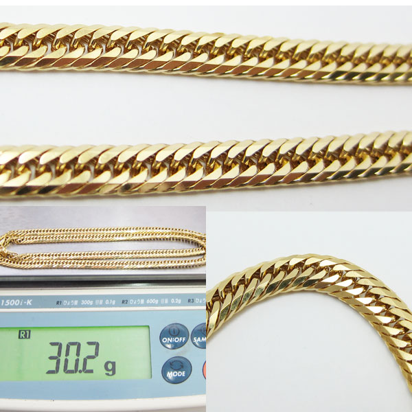 18金 30.2g 幅5mm 全長50.5cm 6面カットダブル 喜平ネックレス K18 No162