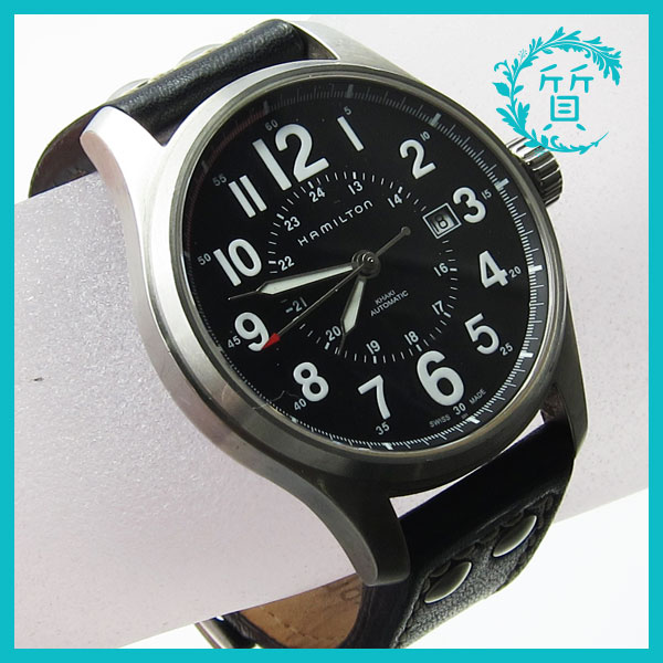 HAMILTON ハミルトン カーキフィールド H706150 革 レザー 黒文字盤 腕時計 自動巻1