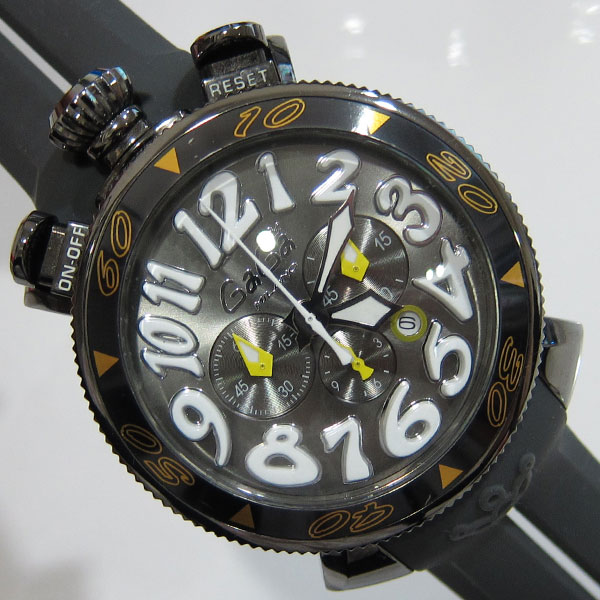 美品 GaGa MILANO ガガミラノ クロノグラフ 腕時計 MM48 ラバーベルト 