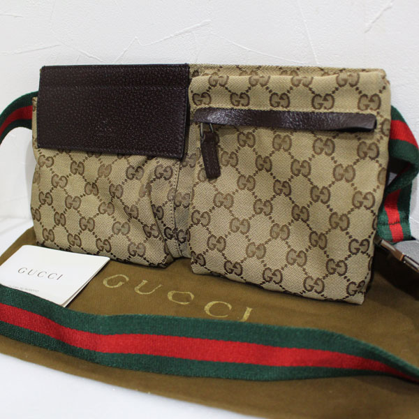 美品 GUCCI グッチ GG柄 ボディバッグ シェリーライン ウエストポーチ 285661