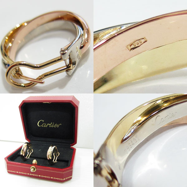 新品仕上げ カルティエ Cartier 750 16.4g トリニティ フープ ピアス K18No72