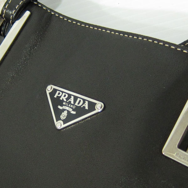 美品 プラダ PRADA 本革 レザー ラム ショルダーバッグ 黒 ブラック 送料無料5