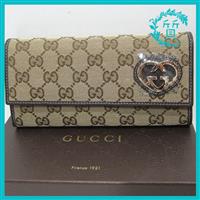 新品 グッチ GUCCI 長財布 GG柄 ラブリーハート 245728 カーキ×ブラウン 送料無料