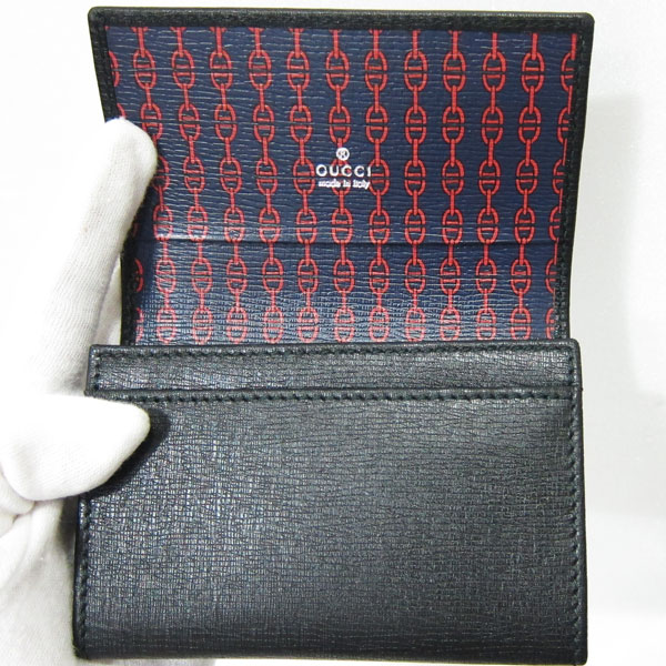 新品 グッチ GUCCI グッチ 本革 レザー名刺入れ カードケース 黒 ブラック 3067172