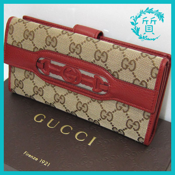 極美品 グッチ GUCCI  GG柄 ダブルホック長財布 295351 レッド 赤 レザー 送料無料1