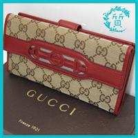 極美品 グッチ GUCCI  GG柄 ダブルホック長財布 295351 レッド 赤 レザー 送料無料