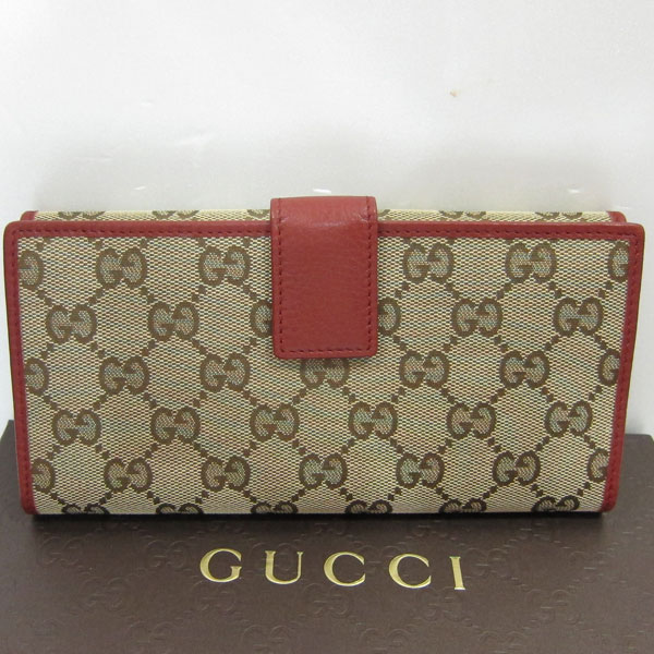 極美品 グッチ GUCCI  GG柄 ダブルホック長財布 295351 レッド 赤 レザー 送料無料2