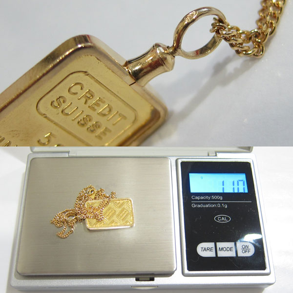 K24/K18 インゴット付ネックレス 18金 24金 FINEGOLD プレート 地金 No45