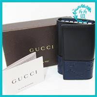 新品未使用 GUCCI グッチシマ ミストラルレザー GG柄 ブラックxネイビー 6連キーケース