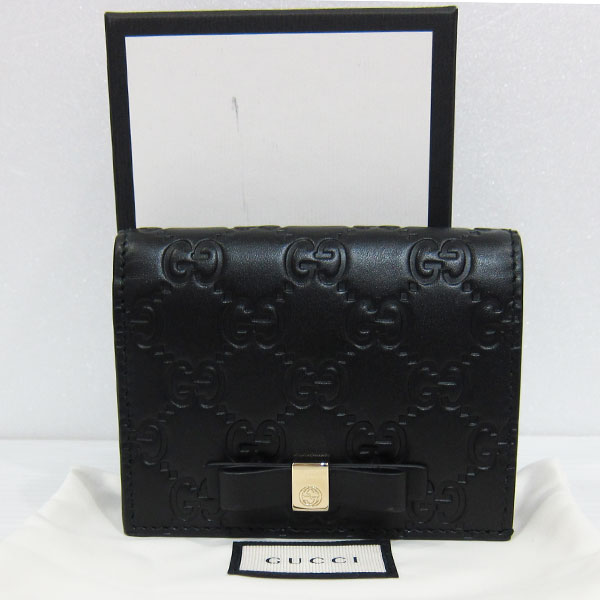 新品 グッチ GUCCI グッチシマ 本革 レザー名刺入れ カードケース 財布 黒 4069242