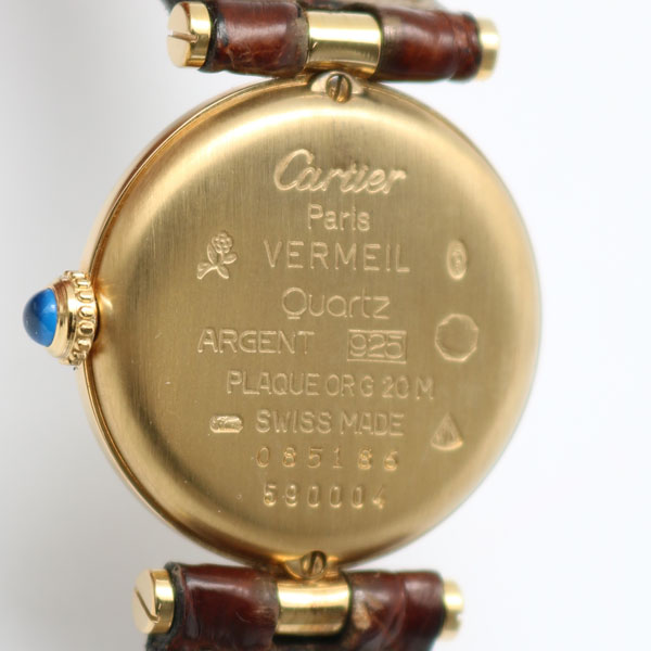 Cartier カルティエ 腕時計 ヴェルメイユ レディース 革 ベルト 型押し加工 9253