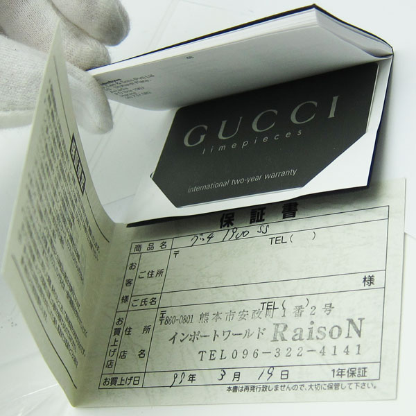 美品 電池交換済 グッチ GUCCI レディース 腕時計 1900L 白文字盤 クオーツ 送料無料6