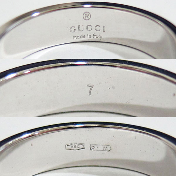 新品磨き済 GUCCI グッチ アイコンリング 7号 4mm 3.3g K18WG ホワイトゴールド2